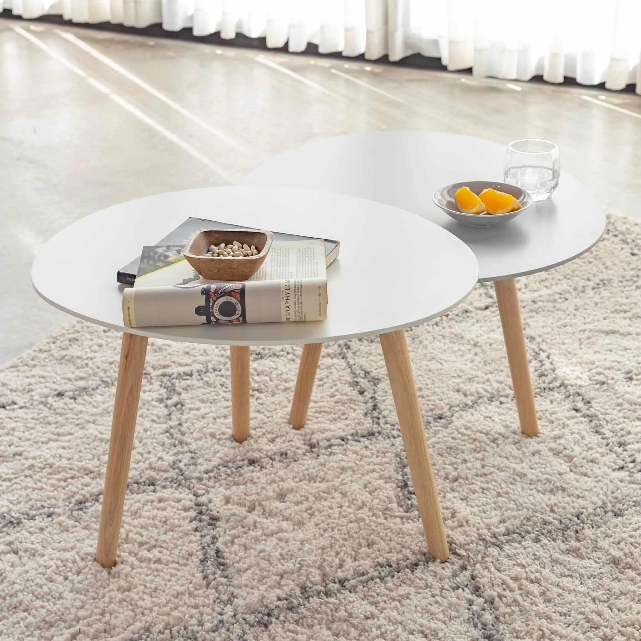 Set 2 Bàn Sofa – Bàn Cafe – Bàn Trà Gỗ Cao Su MOHO MILAN 601
