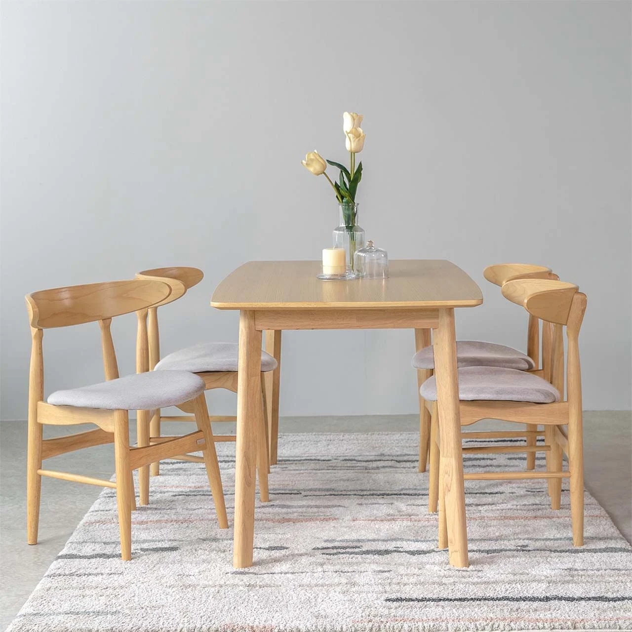 Bộ Bàn Ăn Gỗ 4 Ghế Cao Su MOHO OSLO 601
