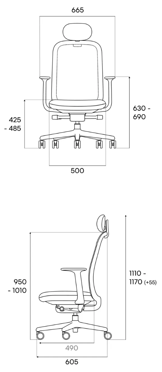 GHẾ CÔNG THÁI HỌC FURSYS SDT21 (T21) - KHUNG ĐEN