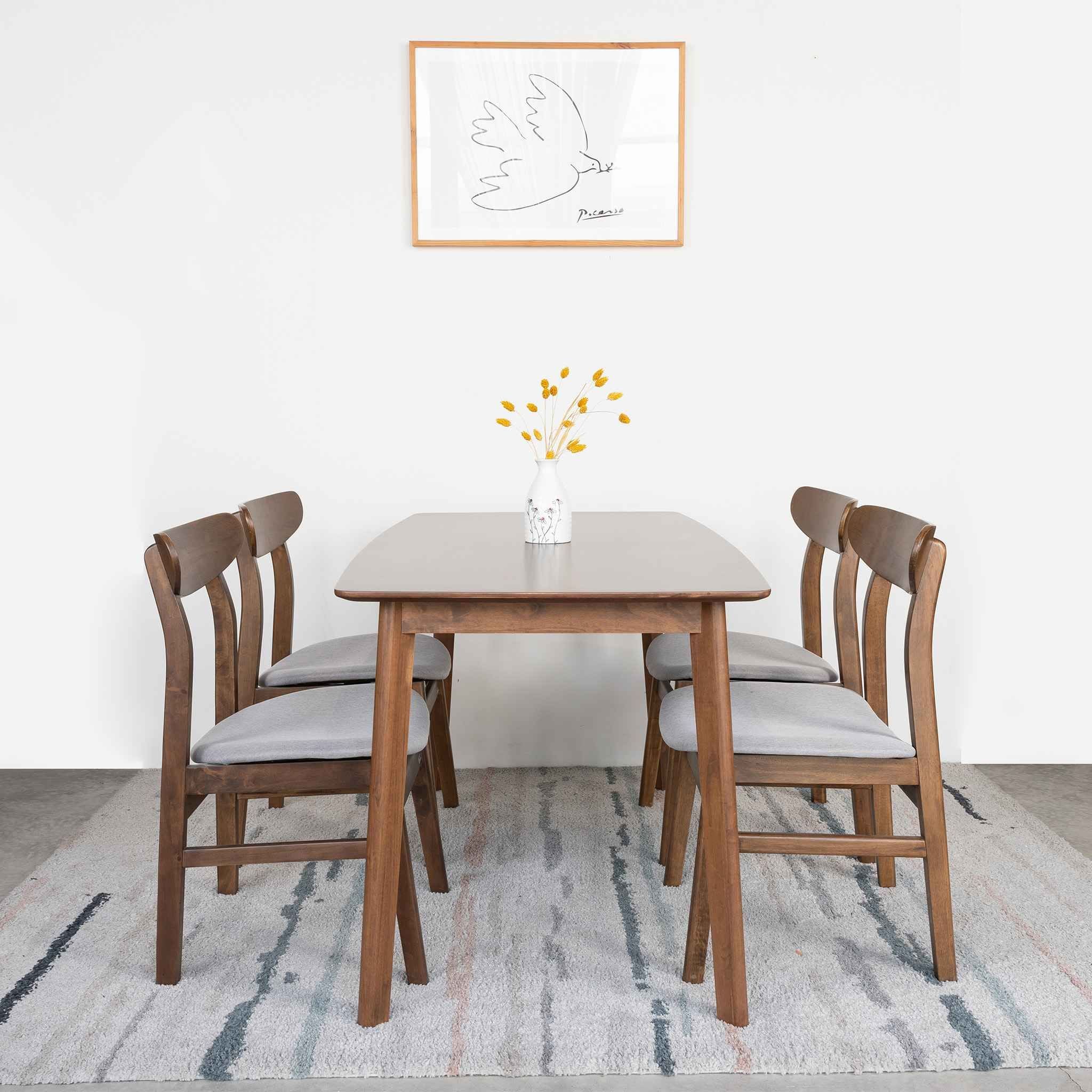 Bộ Bàn Ăn Gỗ 4 Ghế Cao Su MOHO OSLO 601