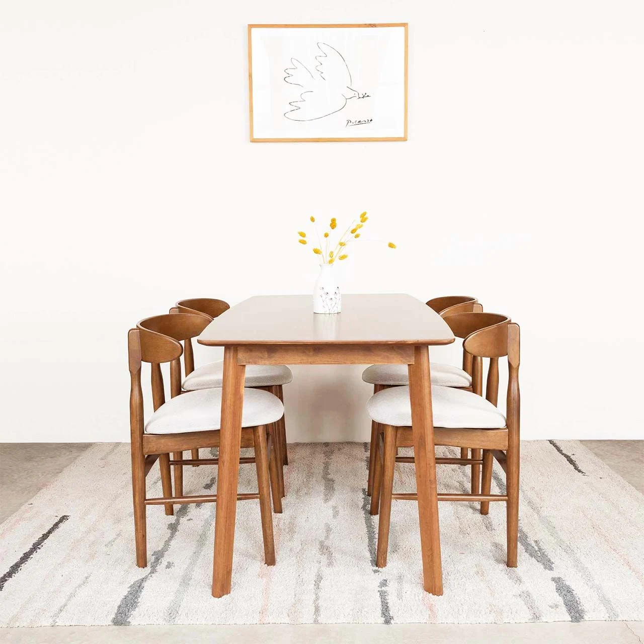 Bộ Bàn Ăn Gỗ 4 Ghế Cao Su MOHO OSLO 601