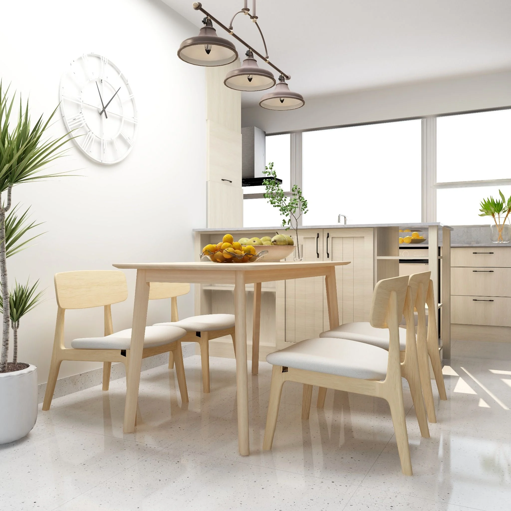 Bộ Bàn Ăn Gỗ 4 Ghế Cao Su MOHO OSLO 601