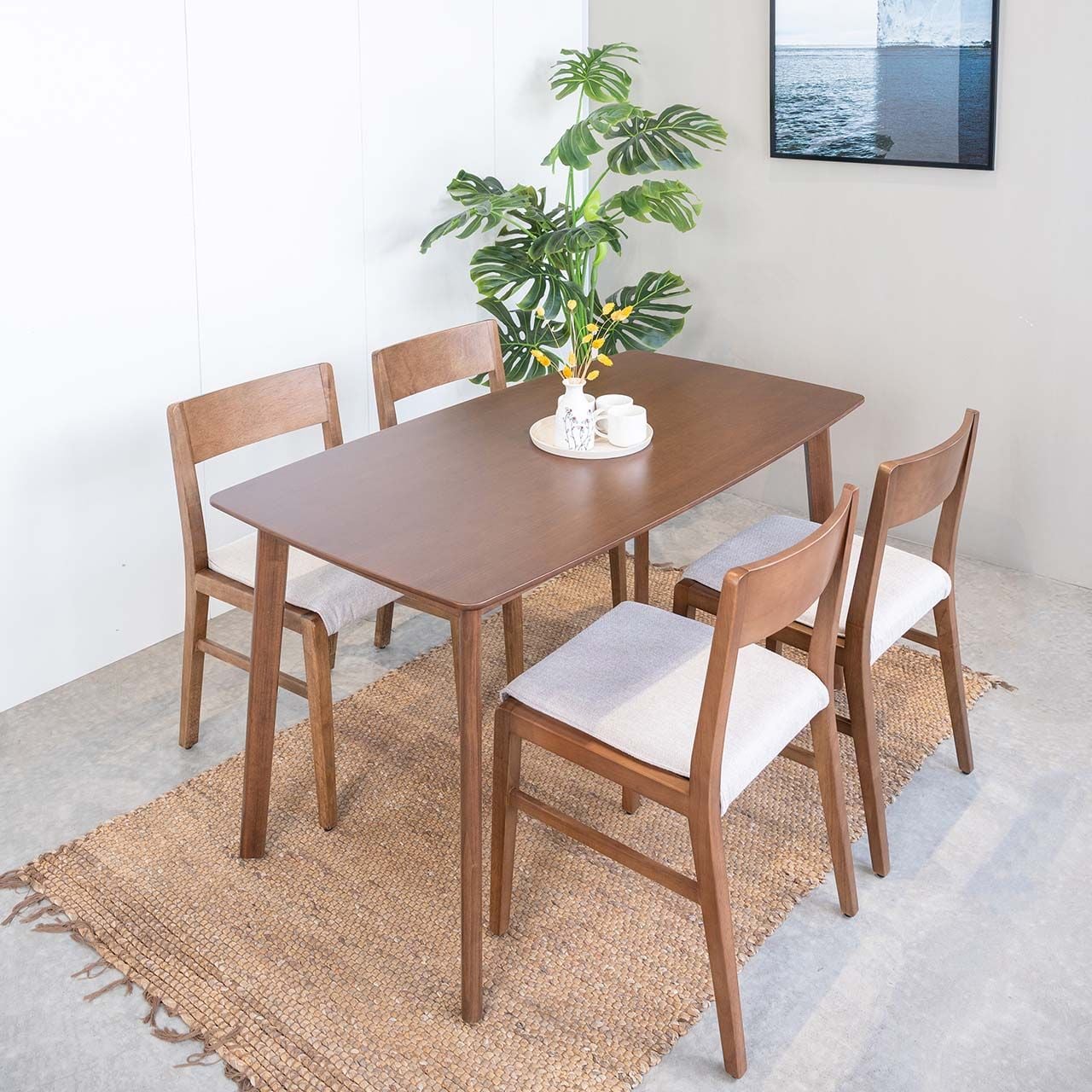 Bộ Bàn Ăn Gỗ 4 Ghế Cao Su MOHO OSLO 601