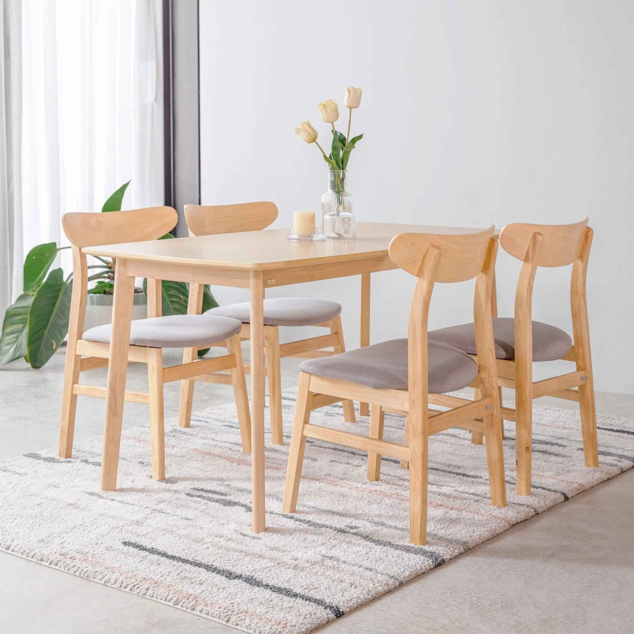 Bộ Bàn Ăn Gỗ 4 Ghế Cao Su MOHO OSLO 601