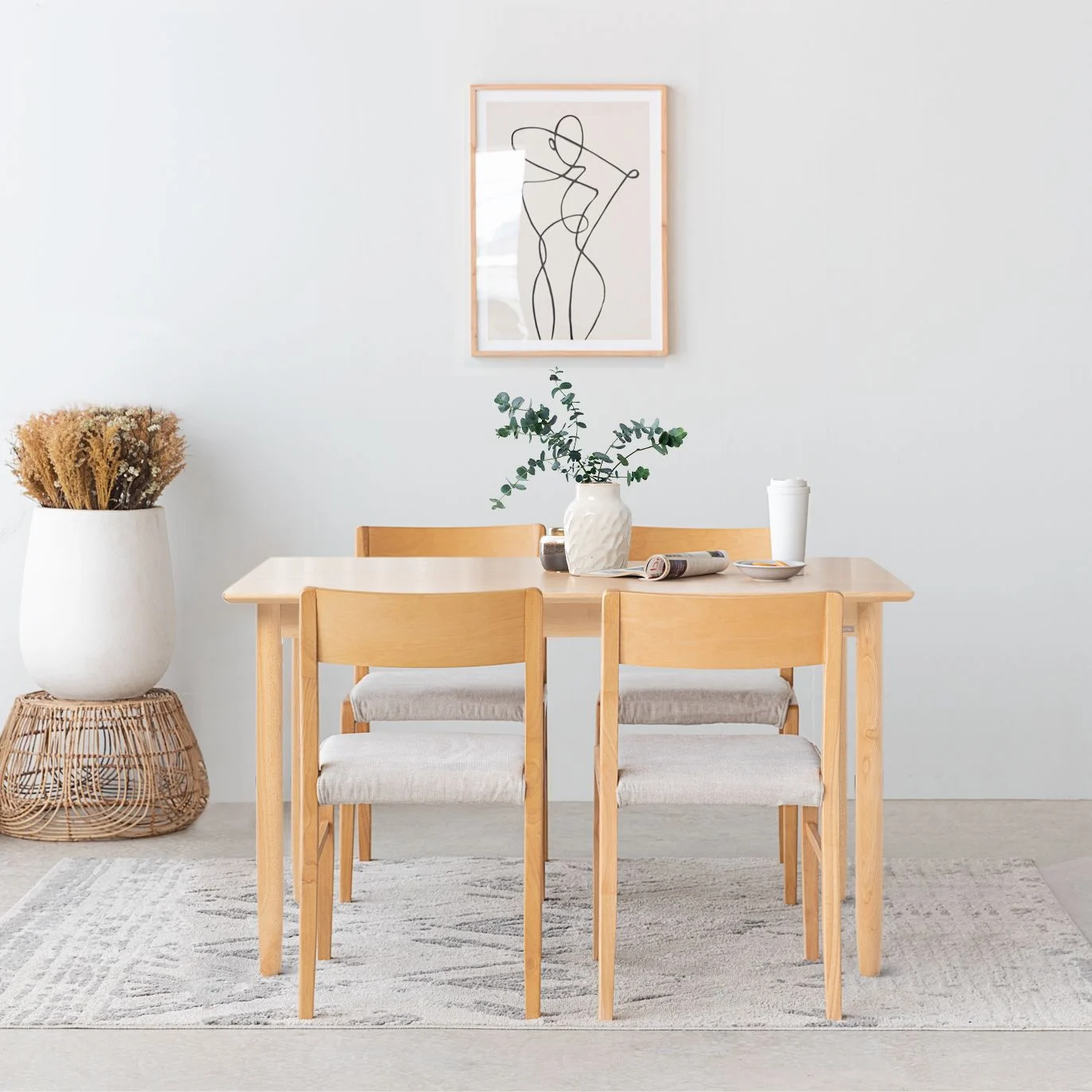 Bộ Bàn Ăn 4 Ghế Gỗ MOHO MILAN 901